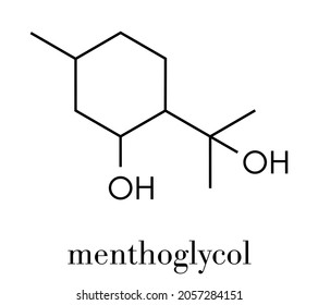 p-Menthane-3-8-diol (PMD, menthoglycol) insect repellent molecule. Skeletal formula.