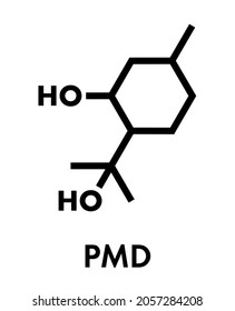 p-Menthane-3-8-diol (PMD, menthoglycol) insect repellent molecule. Skeletal formula.