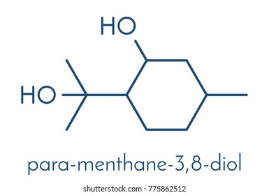 p-Menthane-3-8-diol (PMD, menthoglycol) insect repellent molecule. Skeletal formula.