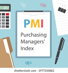 PMI Purchasing Managers' Index written in clipboard - vector illustration