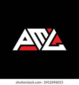Logo-Design des Dreiecks PML mit Dreiecksform. PML Dreieck Logo Design Monogramm. PML Dreieck-Vektorlogo-Vorlage mit roter Farbe. Das dreieckige PML-Logo Einfach, elegant und luxuriös.