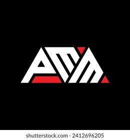 PMM triangle letter logo design with triangle shape. PMM triangle logo design monogram. PMM triangle vector logo template with red color. PMM triangular logo Simple, Elegant, and Luxurious design.
