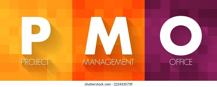 PMO Project Management Office - department that defines, maintains and ensures project management standards across an organization, acronym text concept background