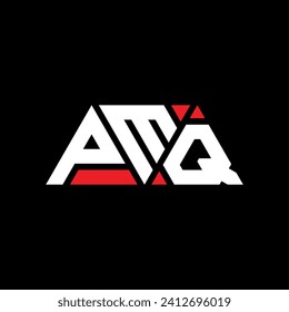 PMQ triangle letter logo design with triangle shape. PMQ triangle logo design monogram. PMQ triangle vector logo template with red color. PMQ triangular logo Simple, Elegant, and Luxurious design.