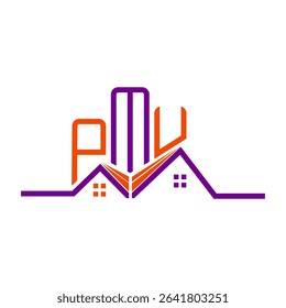 PMU Real State logo design, PMU simple and modern logo. PMU luxurious alphabet design  