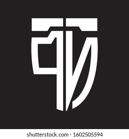 PN Abstract logo monogram with emblem style isolated on black background