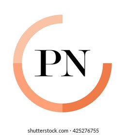 PN business logo icon design template elements. Orange color vectors. Design identity in circle, Alphabet letter