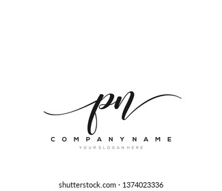 PN handwriting initial  logo vector