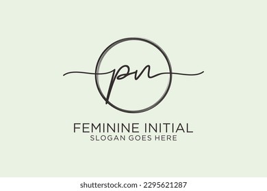 PN Handschrift Logo mit Kreis-Vorlage Vektorlogo der ersten Signatur, Hochzeit, Mode, Blumen und botanisch mit kreativen Vorlage.
