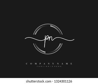 PN initial handwriting logo template vector