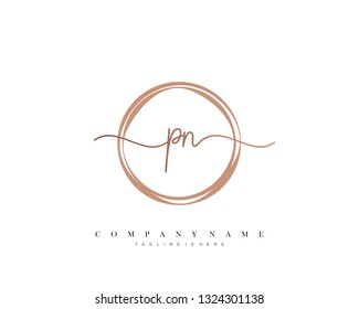 PN initial handwriting logo template vector