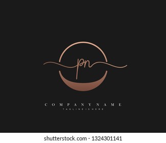 PN initial handwriting logo template vector