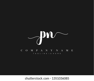 PN initial handwriting logo template with luxury color vector.