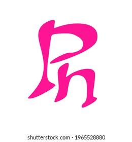 Pn initial handwritten pink logo for identity