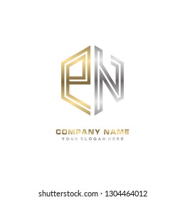 PN initial letter, modern logo design template vector