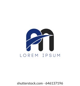 pn initial letter uppercase logo blue and black