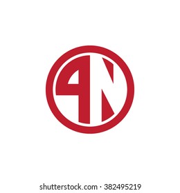 PN initial letters circle business logo red