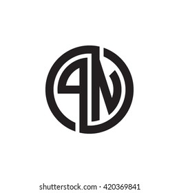 PN initial letters looping linked circle monogram logo