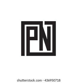 PN initial letters looping linked square monogram logo