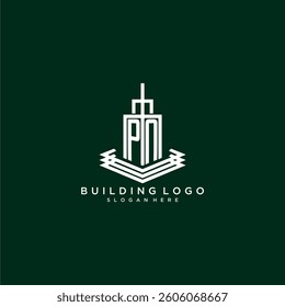 PN initial monogram building logo for real estate