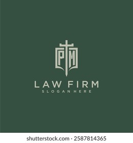 PN initial monogram for law firm with sword and shield logo image