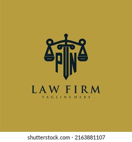 PN initial monogram for lawfirm logo with sword and scale