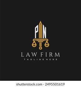 PN initial monogram for lawfirm logo with sword and scale