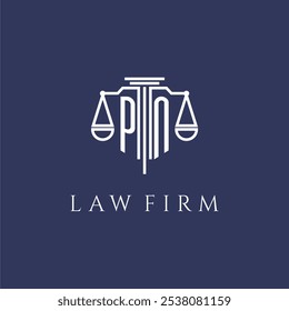 PN initial monogram for lawfirm logo with scales vector image
