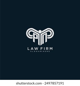 PN initial monogram logo lawfirm with pillar design