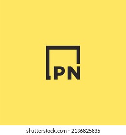 PN initial monogram logo with square style design