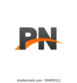 PN initial overlapping swoosh letter logo black orange