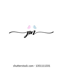 PN initial signature logo. handwriting logo template vector,