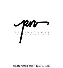 PN initial signature logo. handwriting logo template vector,