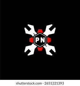 PN Initiales Vektor Stok Otomotif Logo Design