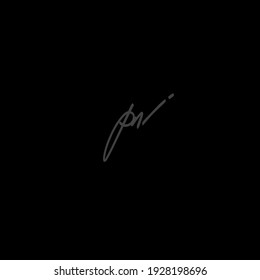 PN isolated black background initial vector elegant handwriting signature for identity
