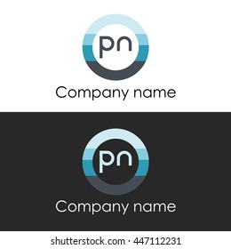 PN letter circle shape icon logo white blue