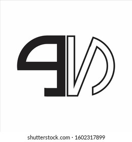 PN Letter logo monogram with oval shape negative space design template white background