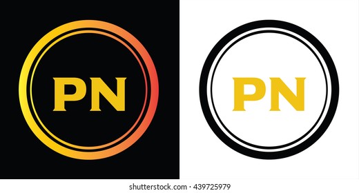 PN letters icon design template elements in abstract background logo, design identity in circle, alphabet letter