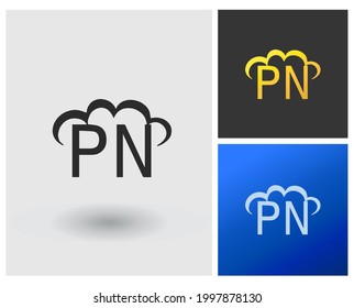 PN logo modern company gold design with cloud shape