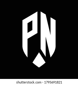 pn logo monogram with emblem shield style design template