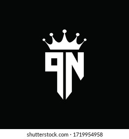 Estilo de emblema monogramo del logotipo PN con plantilla de diseño de formas de la corona