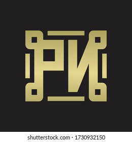 PN Logo monogram with piece line art design template