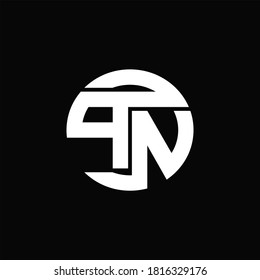 Monograma de logotipo PN con plantilla de diseño de movimiento de línea redondeada sobre fondo negro