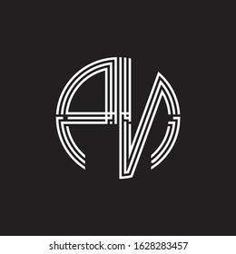 PN Logo monogram triple ribbon style line design template isolated on black background