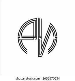 PN Logo monogram triple ribbon style line design template isolated on white background