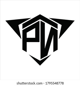 PN Logo monogram with wings arrow around design template on white background