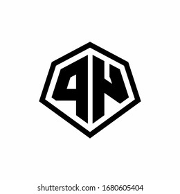 PN monogram logo with hexagon shape and line rounded style design template isolated on white background