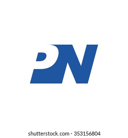 PN negative space letter logo blue