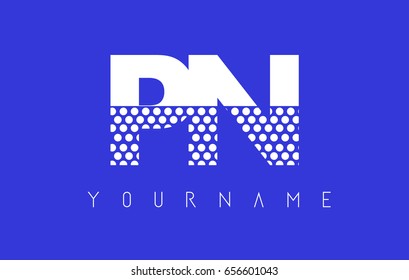 PN P N Dotted Pattern Letter Logo Design Vector with Blue Background.