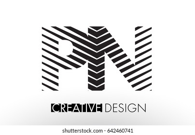 PN P N Lines Letter Design with Creative Elegant Zebra Vector Illustration.